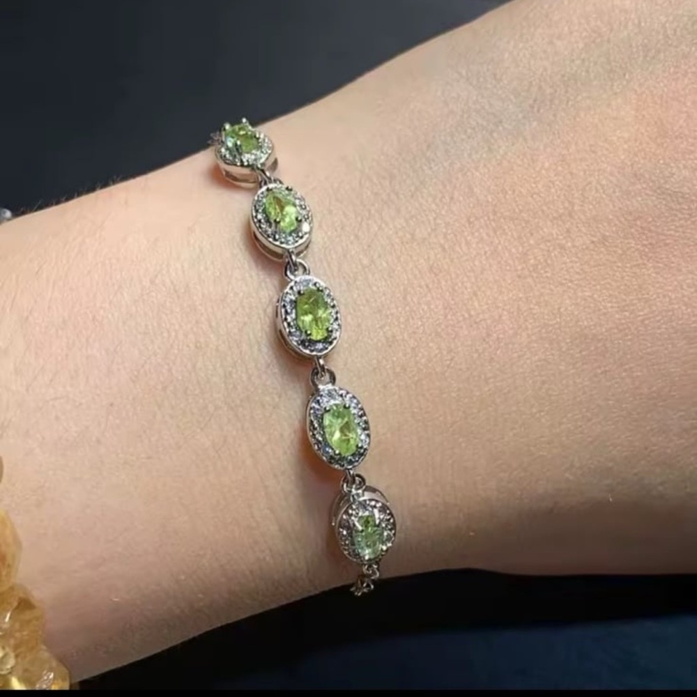 Natural Peridot Bracelets pure silver new